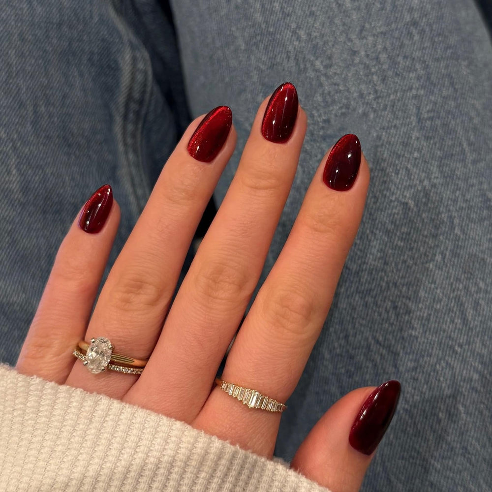 SXVME glitter glue-on nails short almond fake nails offer sparkle and salon-like finish.