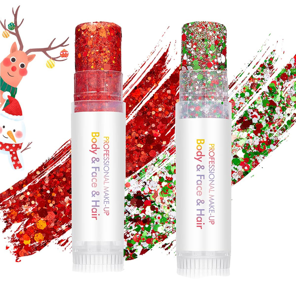 SYPAFG Christmas Body Glitter Stick red twinkle on skin for festive glow.