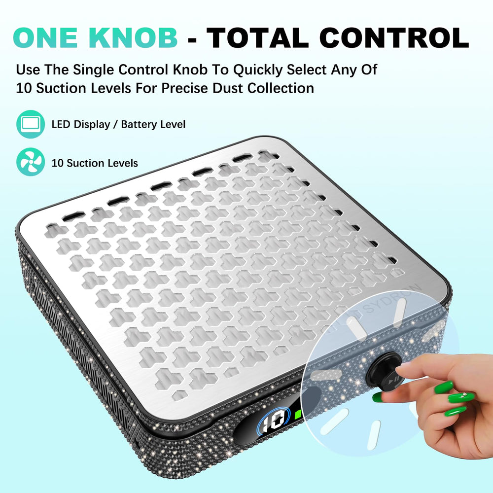 SYDRON Nail Dust Collector acetone-proof aluminum body resists spills