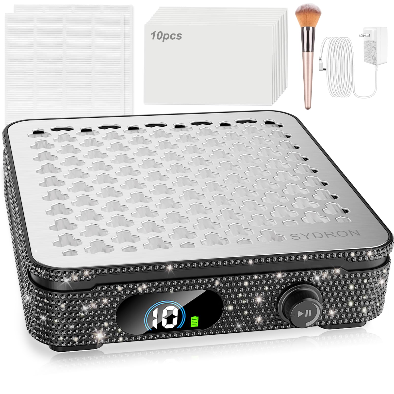 SYDRON Nail Dust Collector front view with powerful 1000Pa suction for clean acrylic nails