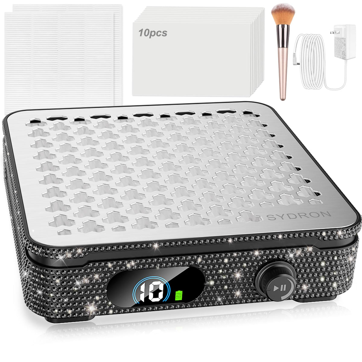 SYDRON Nail Dust Collector front view with powerful 1000Pa suction for clean acrylic nails