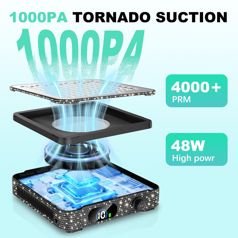 SYDRON Nail Dust Collector LED display showing speed control and power