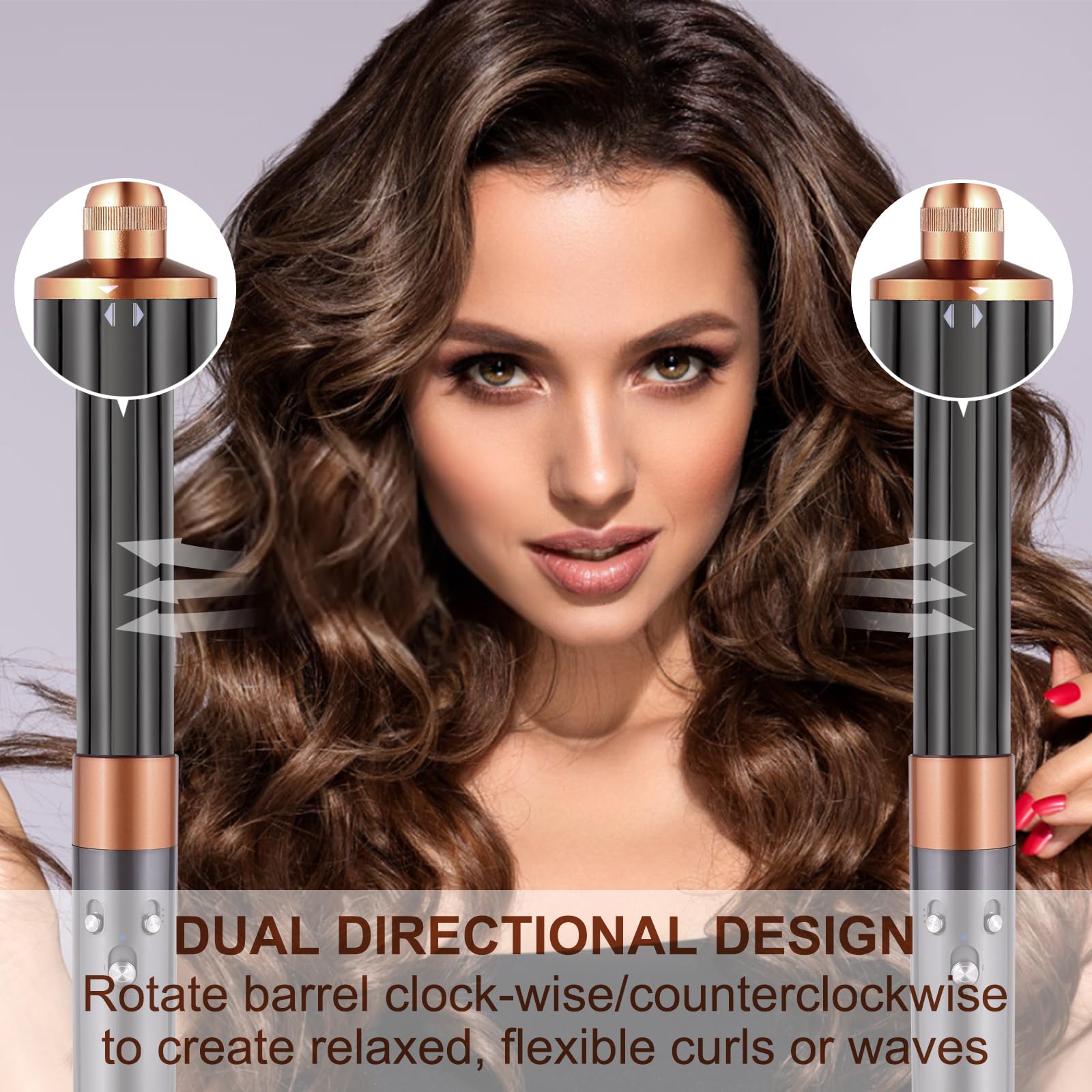 Sygbttq auto-wrap demo image highlighting hands-free curling effect