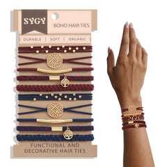 SYGY 10pc hair ties bracelets blue close-up shows soft, hair-friendly fibers