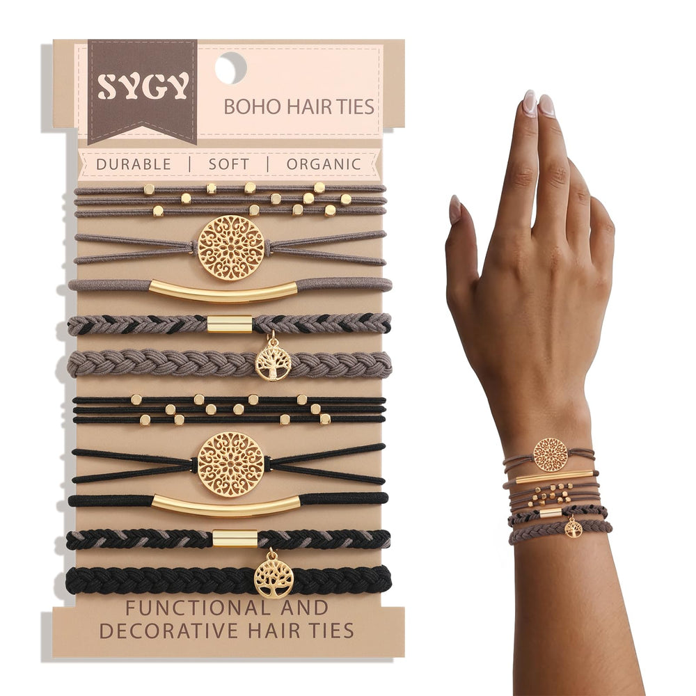 SYGY boho hair ties style 1 braided bracelet on wrist offers no-damage everyday wear