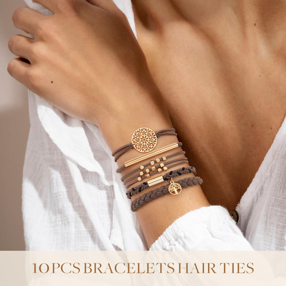 SYGY boho hair ties style 3 braided design reduces snag while styling ponytails