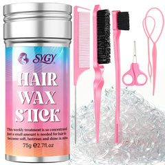 SYGY hair wax stick application demonstrates quick smoothing of fly-aways for a polished look.
