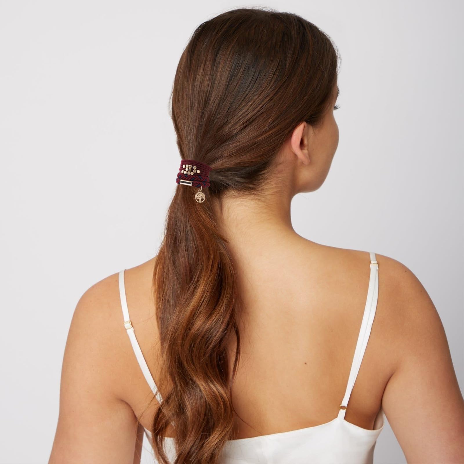 SYGY ponytail-holding braided hair ties with metallic accents