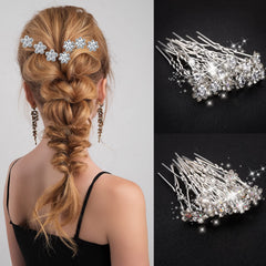 Syhood flower-design hair pin highlights bridal hairstyle