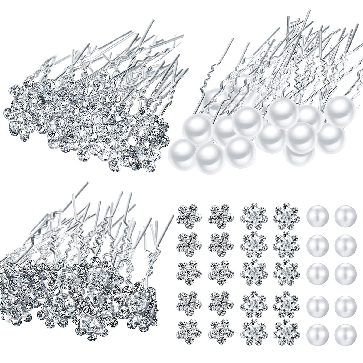 Syhood bridal hair pin with pearl rhinestone flower for elegant wedding styling