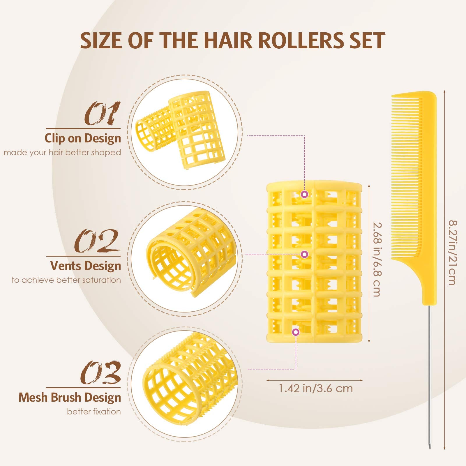 Syhood roller clips securing curled sections for smooth results.