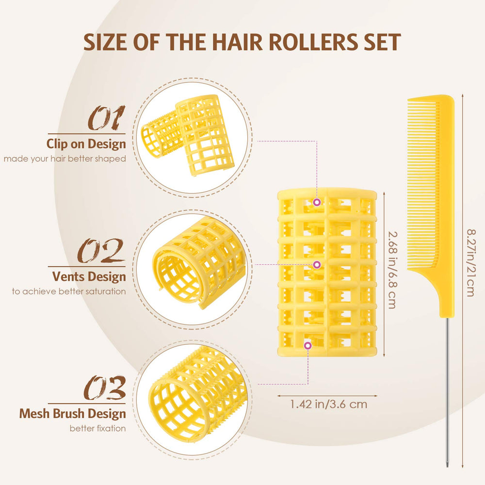 Syhood roller clips securing curled sections for smooth results.