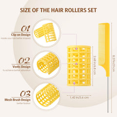 Syhood roller clips securing curled sections for smooth results.