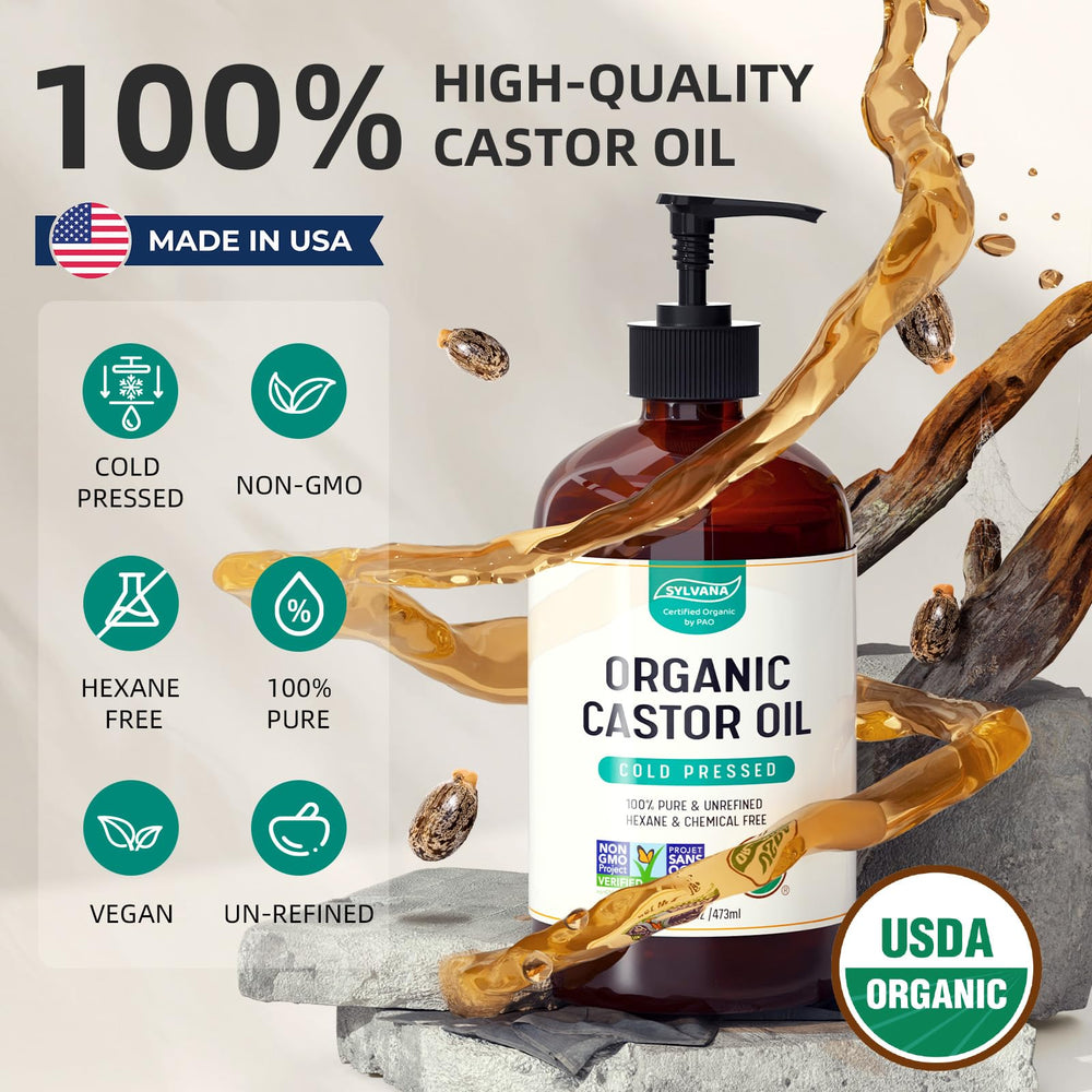 SYLVANA castor oil hair growth support for fuller-looking lashes and brows