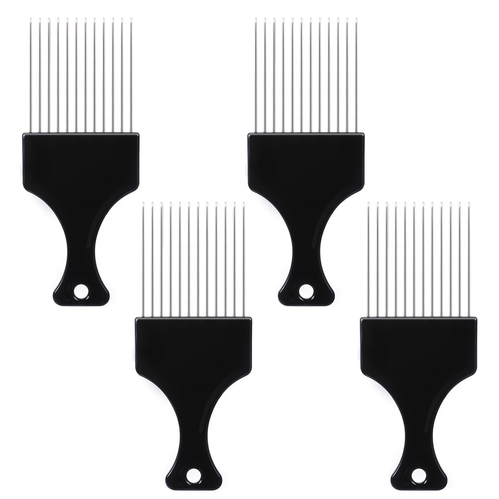SynHHnergyx 4-piece steel pin combs with sturdy handles for detangling