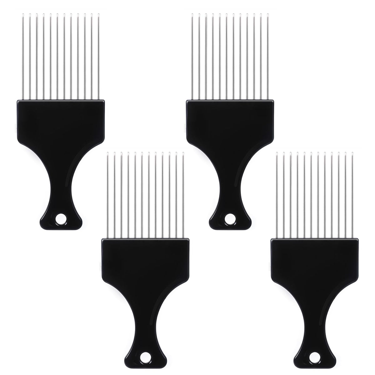 SynHHnergyx 4-piece steel pin combs with sturdy handles for detangling