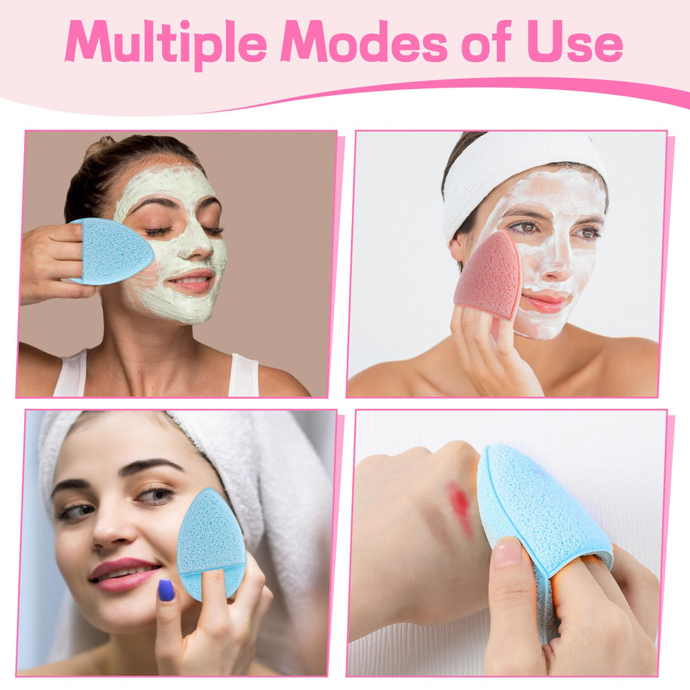 SynHHnergyx green face sponge supports exfoliation and serum absorption.