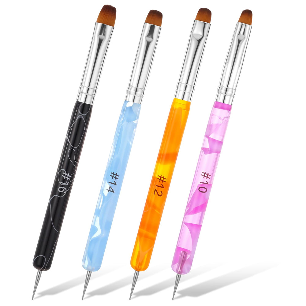 SynHHnergyx dual-head nail brush with flat tongue tip for even gel application.