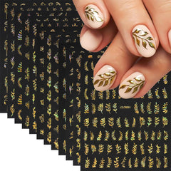 SYPAFG gold nail stickers leaf design for easy, luxurious manicure.
