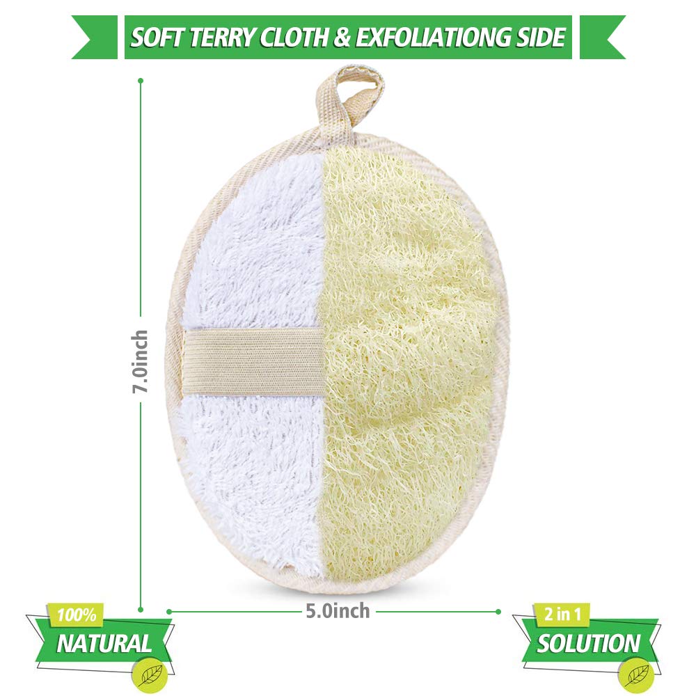 Sysmie loofah pad closeup showing natural luffa texture for skin-friendly cleansing