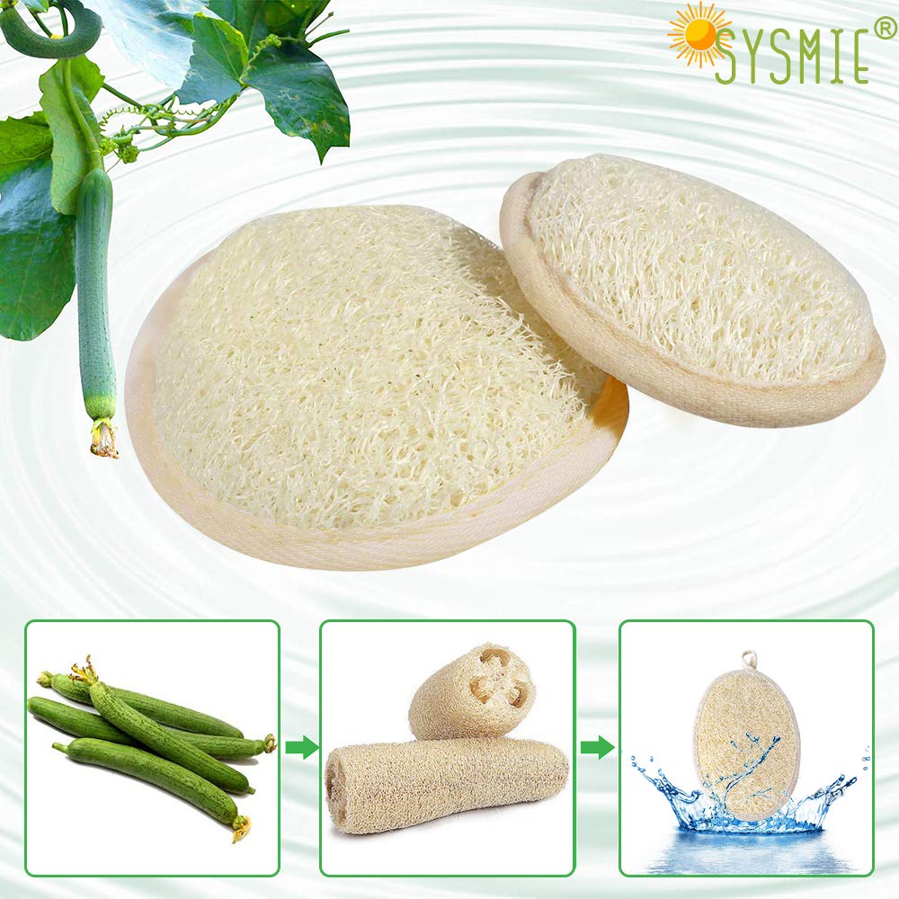 Sysmie loofah pad with elastic hand strap for easy scrubbing control