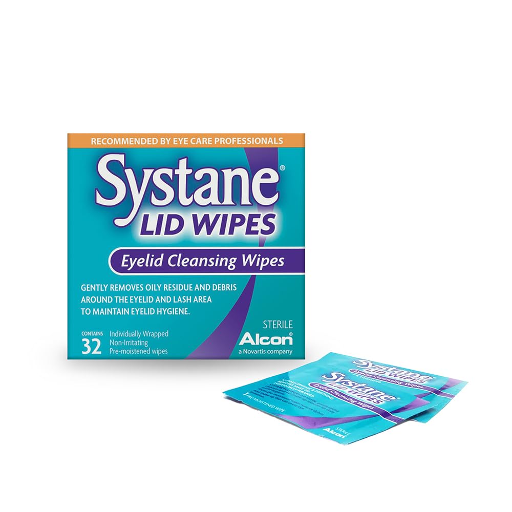 Systane Lid Wipes sterile package ready for eyelid cleansing and makeup removal.