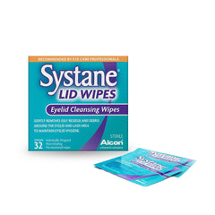 Systane Lid Wipes sterile package ready for eyelid cleansing and makeup removal.