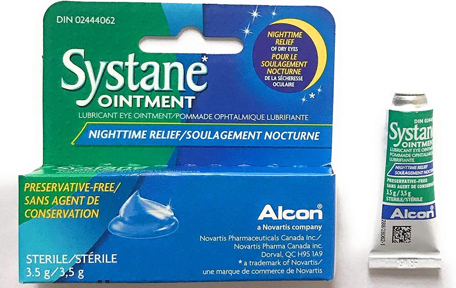 Systane Nighttime Ointment 2-pack close-up of tube showing 3.5 g size