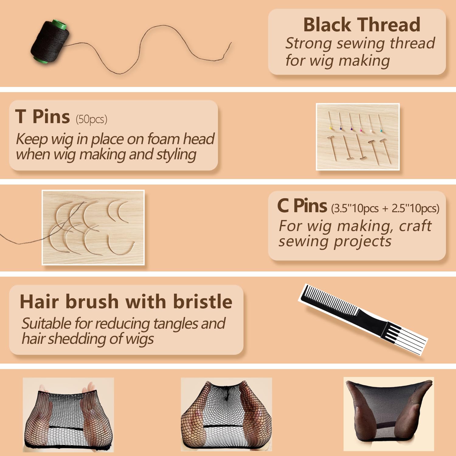 SZCY bristle brush helps smooth wig fibers.