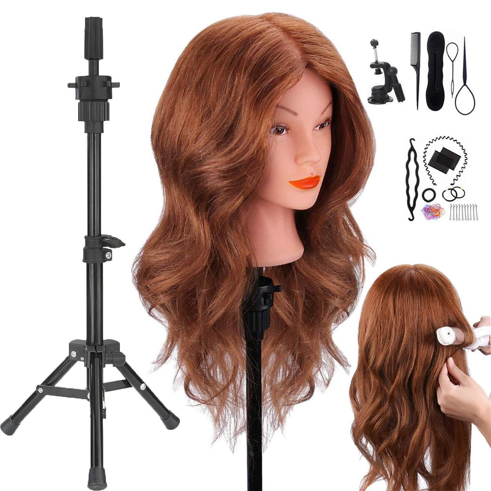SZCY LLC mannequin head with real hair for professional cutting and styling practice.
