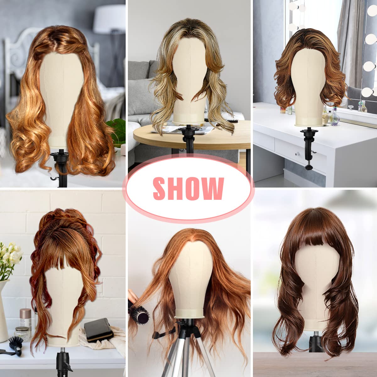 SZCY LLC wig head display set for professional wig making