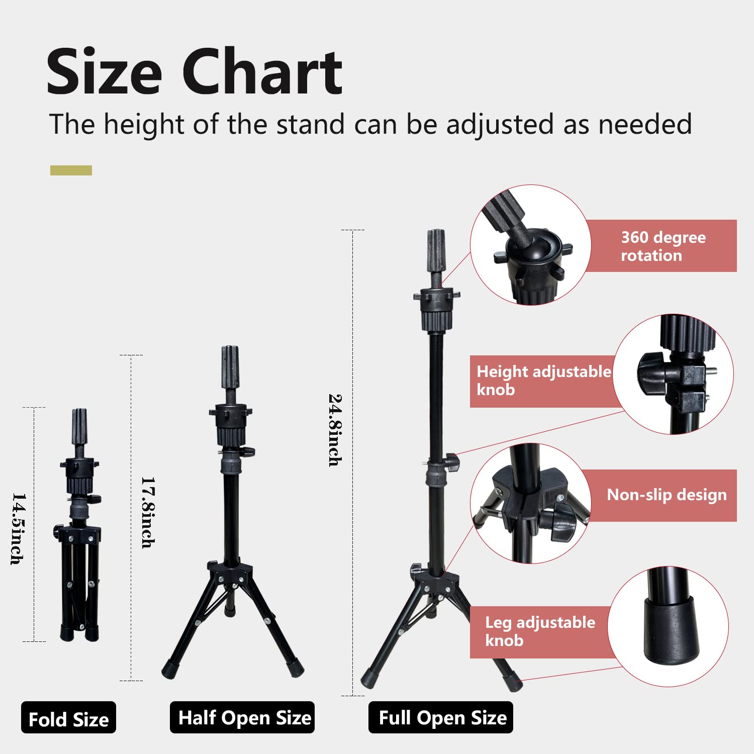 SZCY LLC wig head tripod stand provides stable, adjustable display