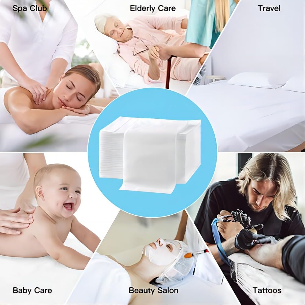 SZHZTEL disposable bed sheets 31.5x71 inches ideal for travel-friendly spa visits.