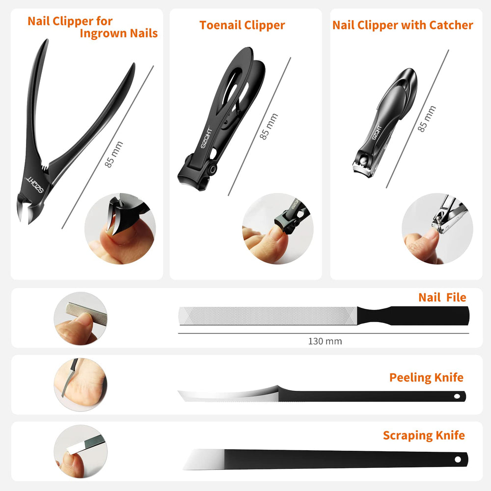 SZQHT podiatrist toenail clippers set ergonomic handle for easier clipping