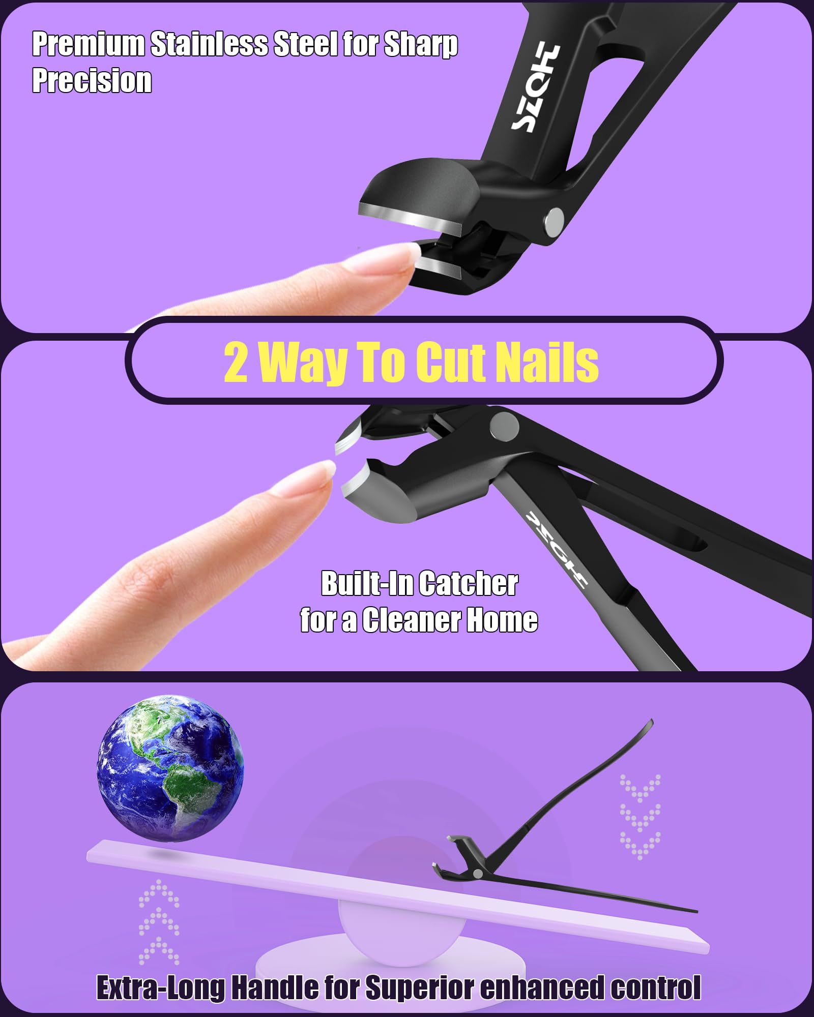 SZQHT premium nail clippers for thick nails enable smooth, precise trims.