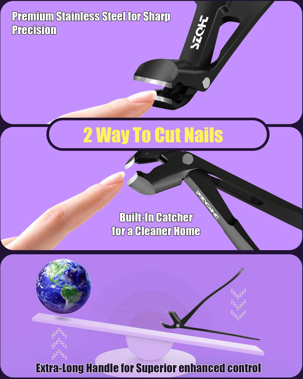 SZQHT premium nail clippers for thick nails enable smooth, precise trims.