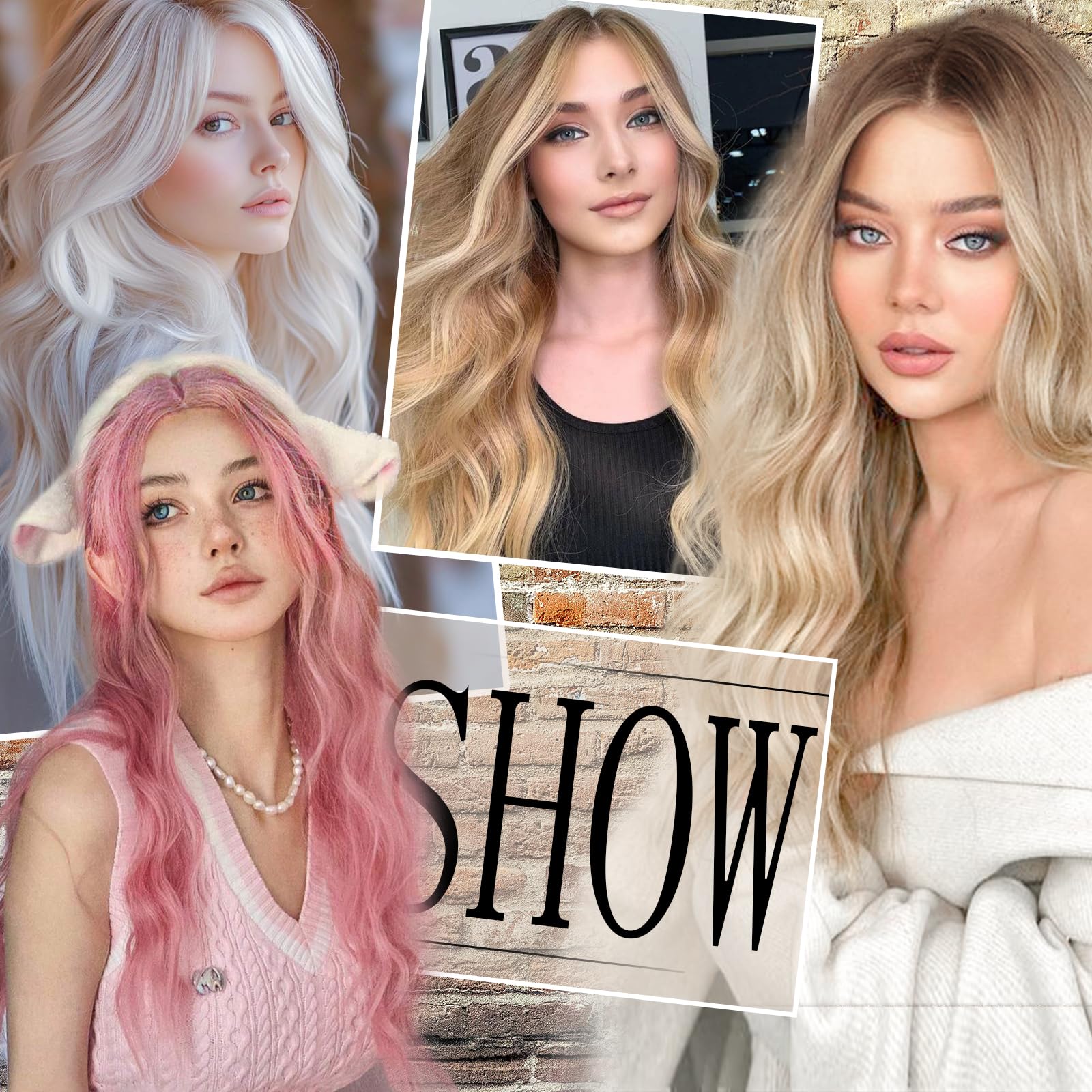 T-color long pink wavy wig 26-inch length creates dramatic, full-bodied look