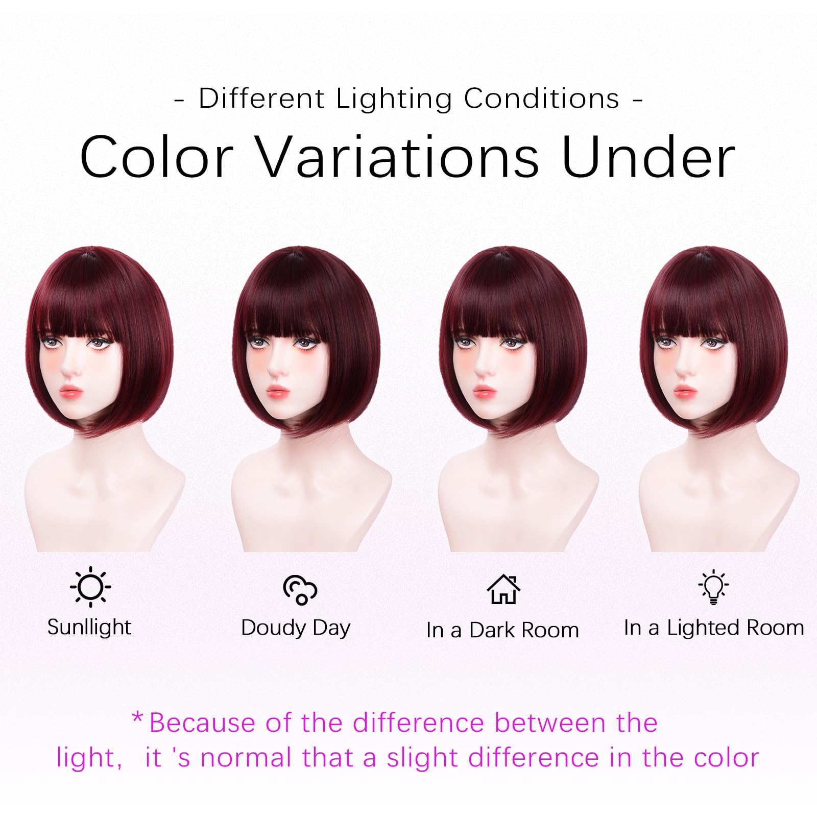 T-color Wine Red Bob Wig used in Halloween cosplay for bold impact