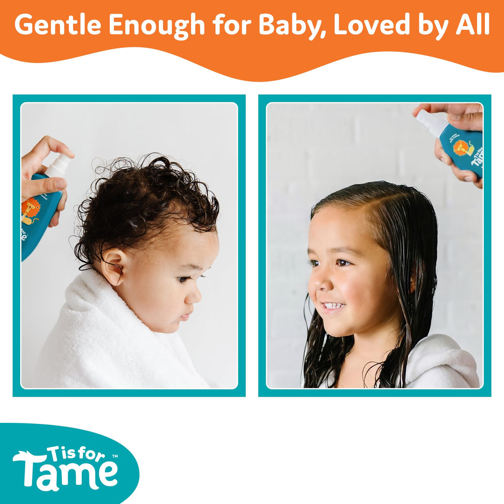 T is for Tame cruelty-free vegan label signals ethical family-friendly detangler.