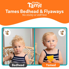 T is for Tame kids' hair smoothing scene highlights frizz reduction and manageability