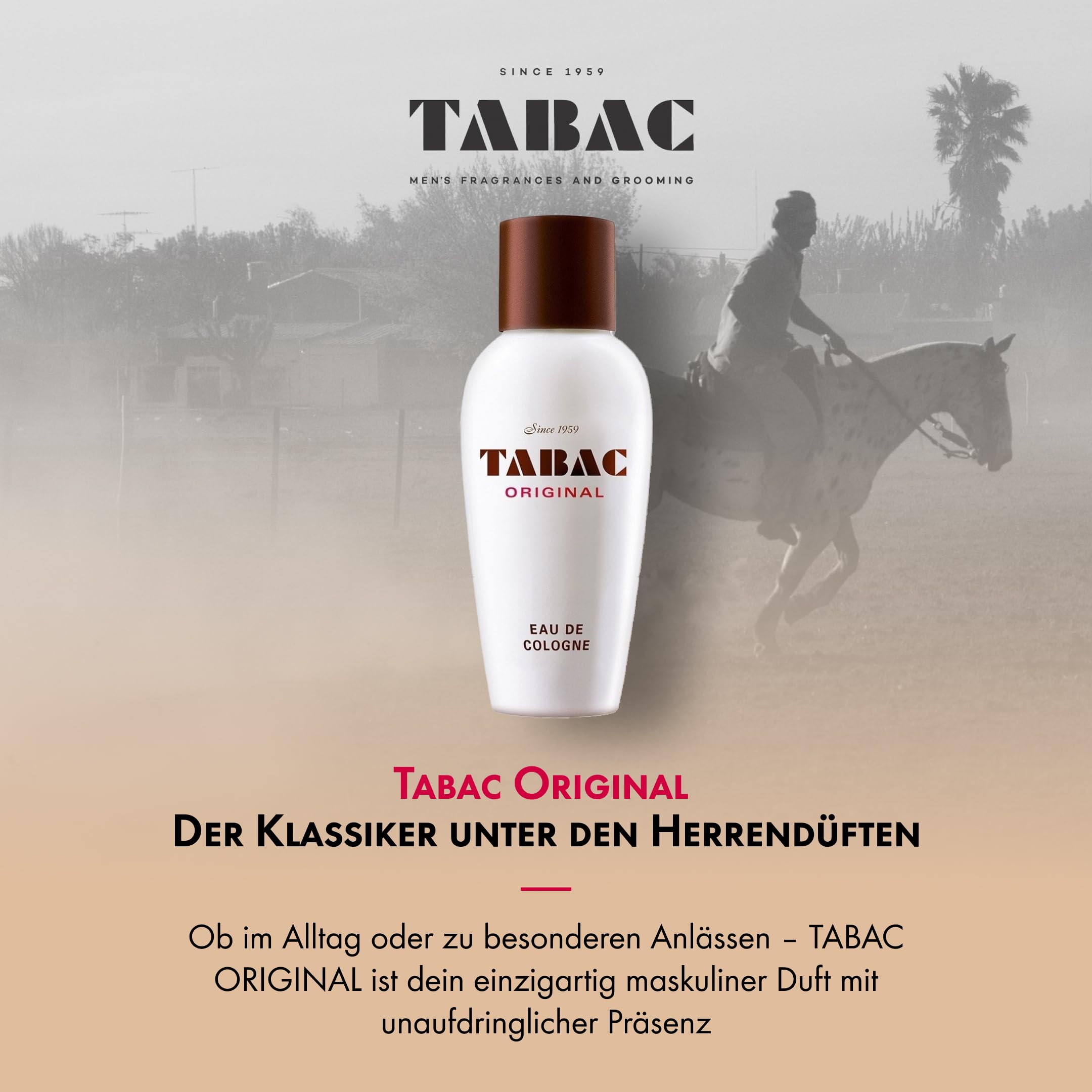 Tabac Original label close up hints lavender citrus notes for a crisp aroma