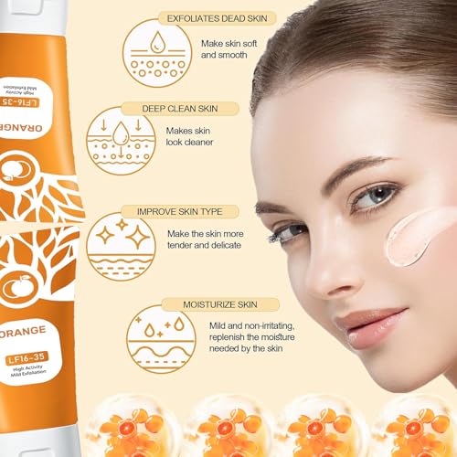 TABOUNTS Orange Exfoliating Gel close-up shows creamy texture for moisturized skin.