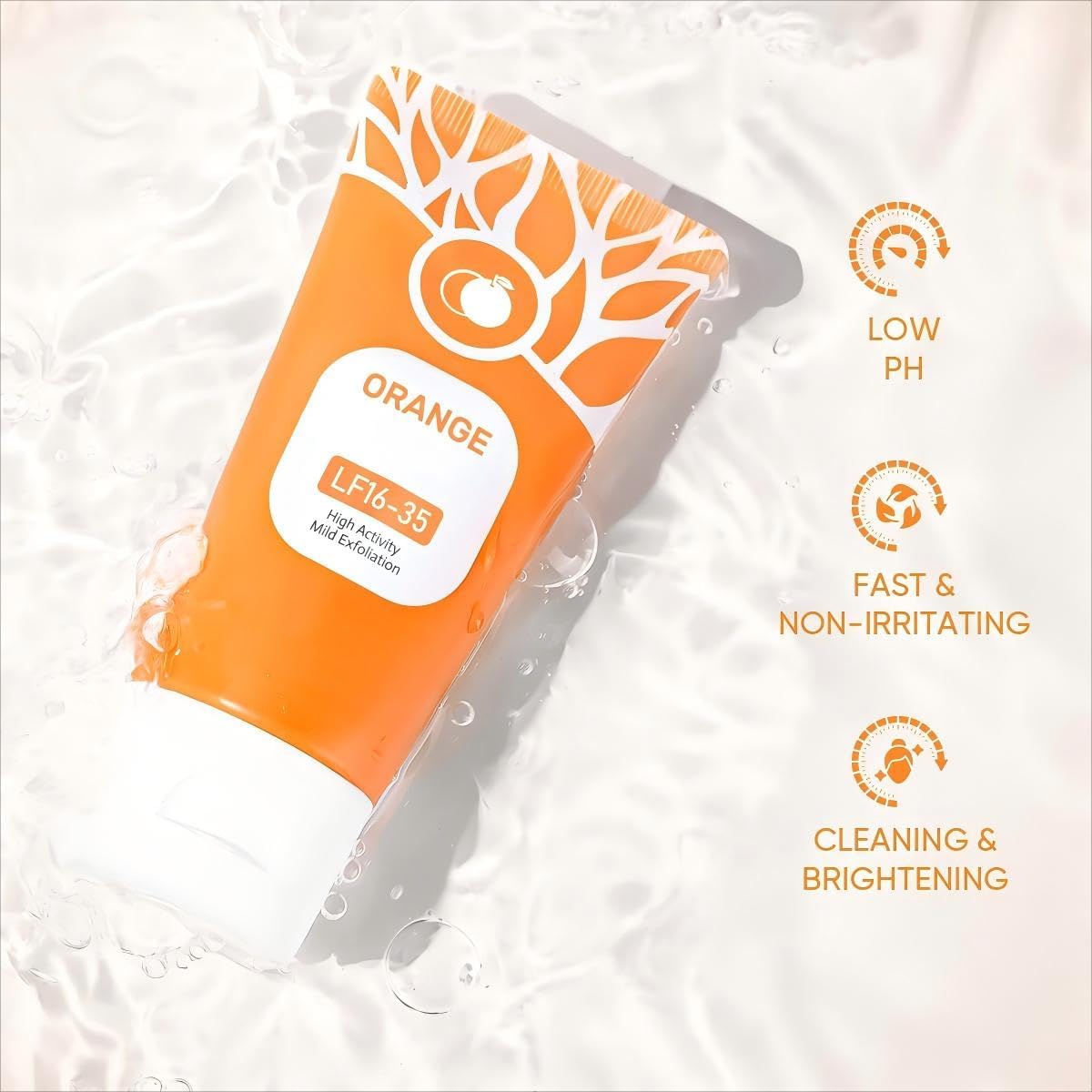 TABOUNTS Orange Exfoliating Gel rinse-off moment shows gentle cleansing.