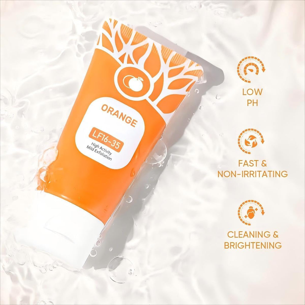 TABOUNTS Orange Exfoliating Gel rinse-off moment shows gentle cleansing.