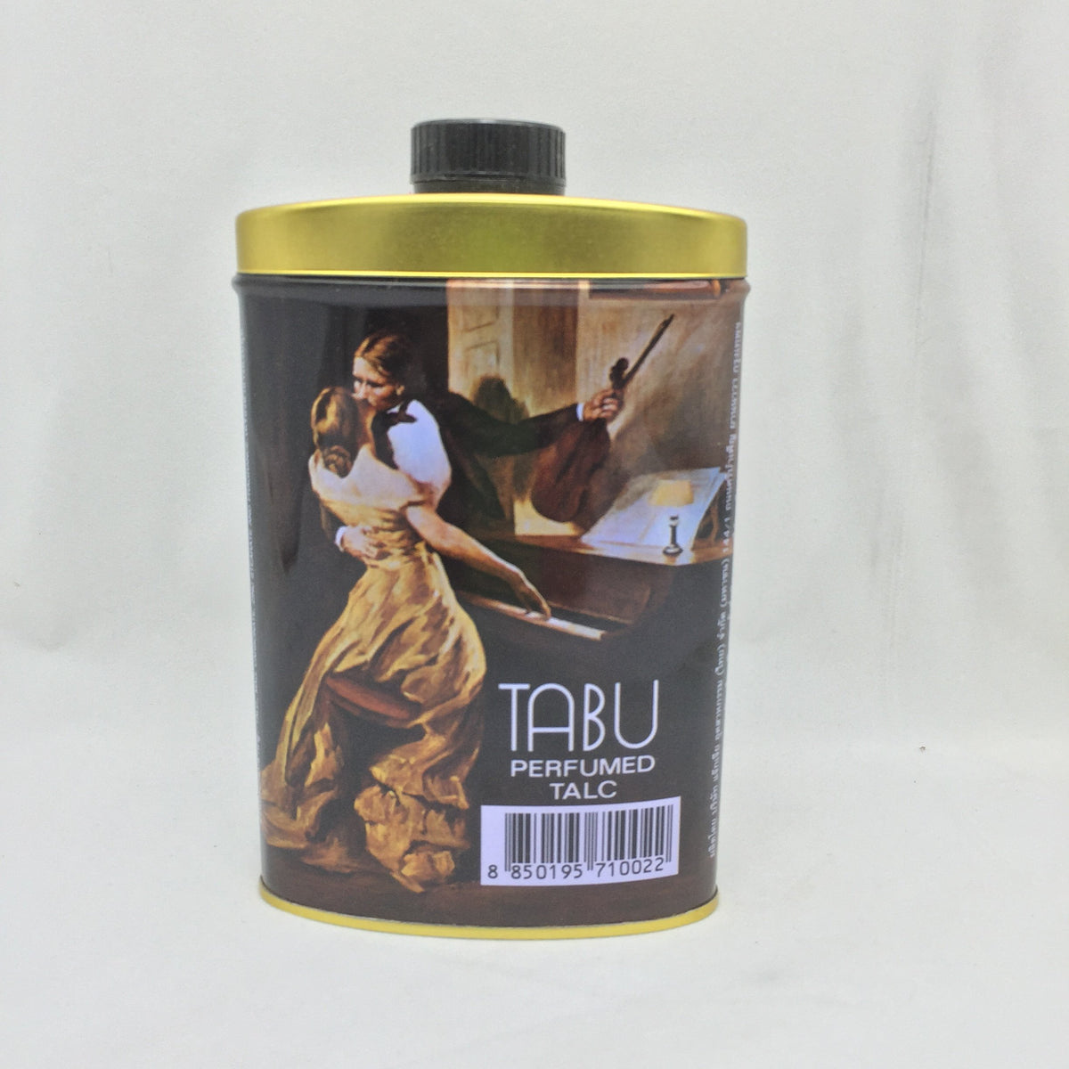 TABU Perfumed Talc powder on face and body for a silky feel and light fragrance.