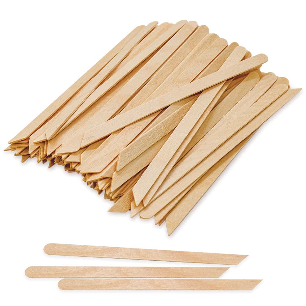 Tachibelle wooden wax sticks with pointed and slanted tips for precise small-area waxing.