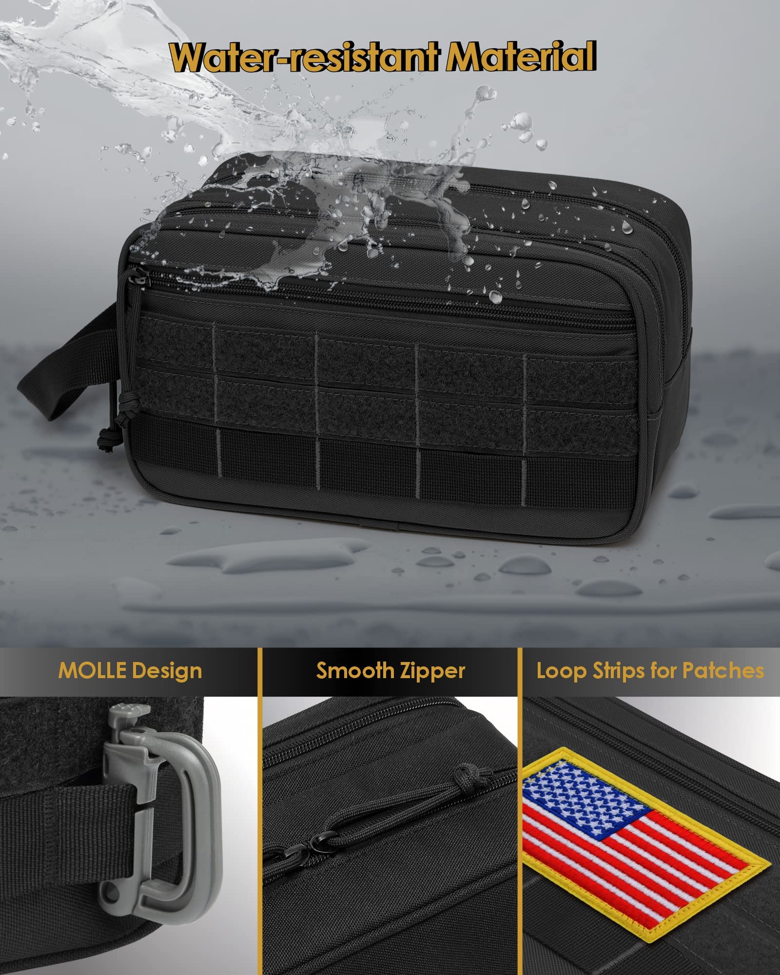 TACTICISM toiletry bag front MOLLE pocket for attaching pouches and accessories