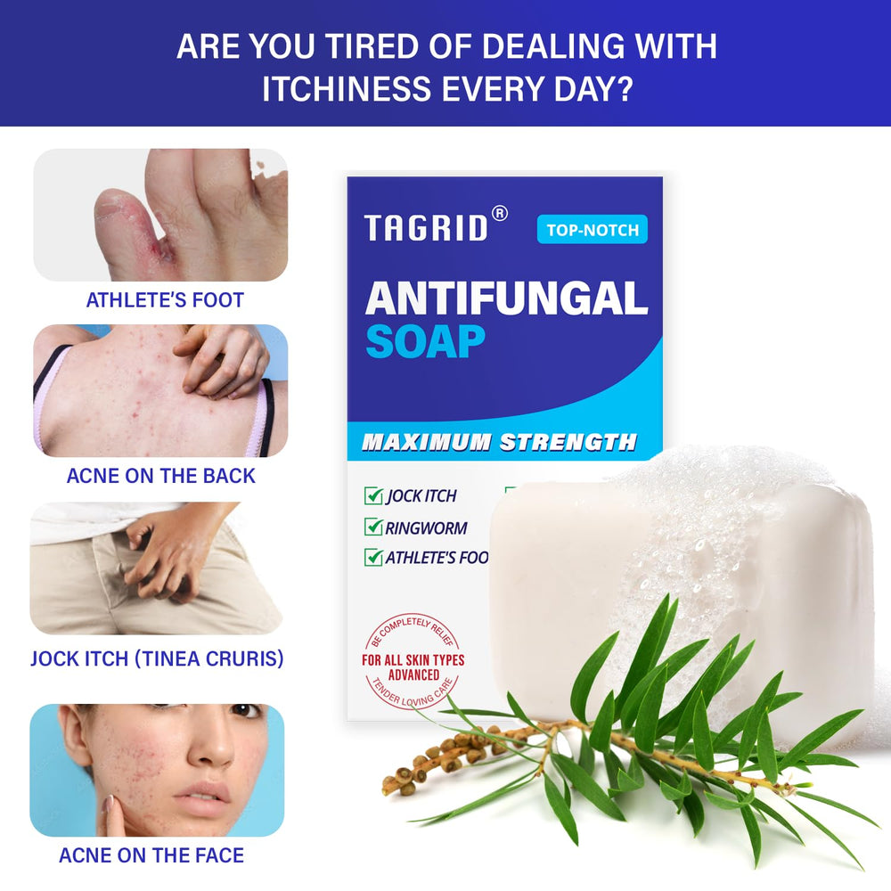 TAGRID after-workout rinse using antifungal soap on athlete's skin