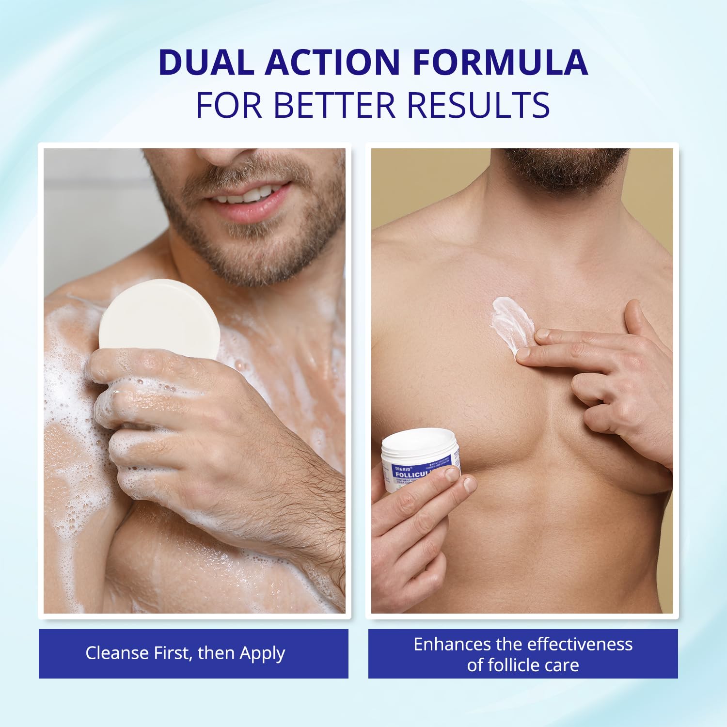 TAGRID Folliculitis Cream ingredients panel hints at soothing botanicals and hydration.