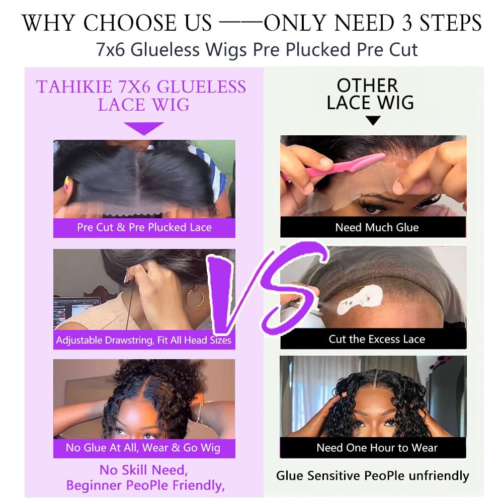 Tahikie 7x6 HD lace creates wider parting options and a more natural scalp illusion.
